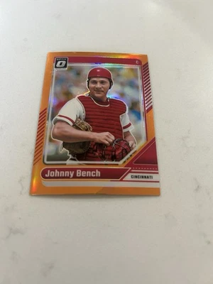 2024 PANINI DONRUSS OPTIC “ORANGE PRIZM” JOHNNY BENCH # 190/199 - Image 1 of 2