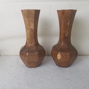 Handgefertigte japanische Blumenvase/Kerzenhalter aus Holz, 8 x 4 cm - Bild 1 von 11