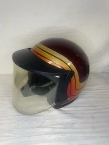 Vintage Polaris Open Face Snowmobile Helmet with Shield Graphics - Picture 1 of 5