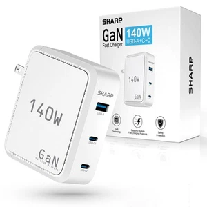 140W USB C Charger, Compact Foldable GaN Fast Charge 3-Port (2 USB-C, 1 USB-A... - Picture 1 of 7