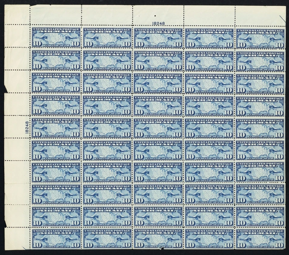 Hoja de 50 estampillas C7, como nueva NH 10¢ CV $285,00 * Stuart Katz Foto 1 de 1