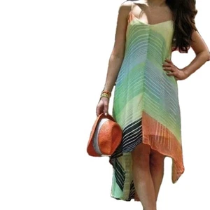 BILLABONG Sleeveless Striped Lined Dress Colorful Flowing Beach L Multicolor - Picture 1 of 22
