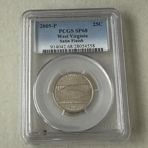 2005 P West Virginia State Quarter 25c Satin Finish PCGS SP68 - Picture 1 of 4
