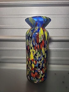 Murano Art Glass Hand Blowing Vase Blue 1960’s 11” tall. - Picture 1 of 5