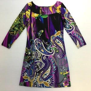 Caroline Morgan Womens Size 8 Tunic/Dress 3/4 Sleeves Paisley Multicoloured - Picture 1 of 10