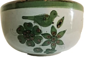 Ken Edwards El Palomar Mexico Tonala Pottery Serving Bowl Flowers Birds 4" x 6.2 - Picture 1 of 5