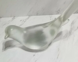 Vtg Frosted Sculpted Glass Pigeon Dove Decorations Sz 7"L x 3"W Free Shipping  - Picture 1 of 5