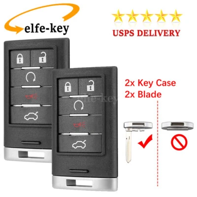 2 for 2008 2009 2010 2011 2012 2013 2014 Cadillac CTS STS Car Key Fob Shell Case - Image 1 of 4