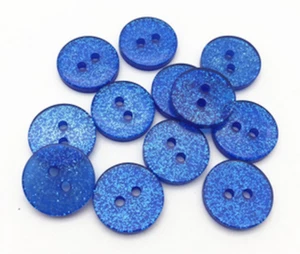 10 Knöpfe rund 15mm Glitzer dunkelblau Knopf Damen Kunststoff Glitter Kinder - Bild 1 von 5
