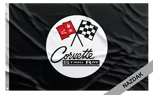 Corvette Flag (3x5 ft) Sports Car Vintage Sting Ray C1 Black - Picture 1 of 2