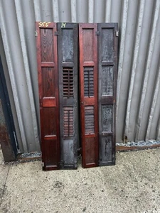 Set of VICTORIAN chestnut INTERIOR window shutters OLD varnish 55.5” h x 14” w - Picture 1 of 14