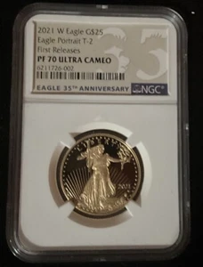 2021 W 1/2 oz Gold Eagle NGC PF70, first release, G$25 PR70 Type 2 T2 - Picture 1 of 3