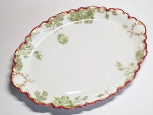 Antique Schleiger 65a Haviland Limoges GREEN Drop Rose Oval 14" Platter Stunning - Picture 1 of 8