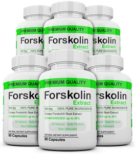 6 PACK FORSKOLIN Weight Loss 100%PURE Coleus Forskohlii 800mg Standardized 20% - Picture 1 of 4