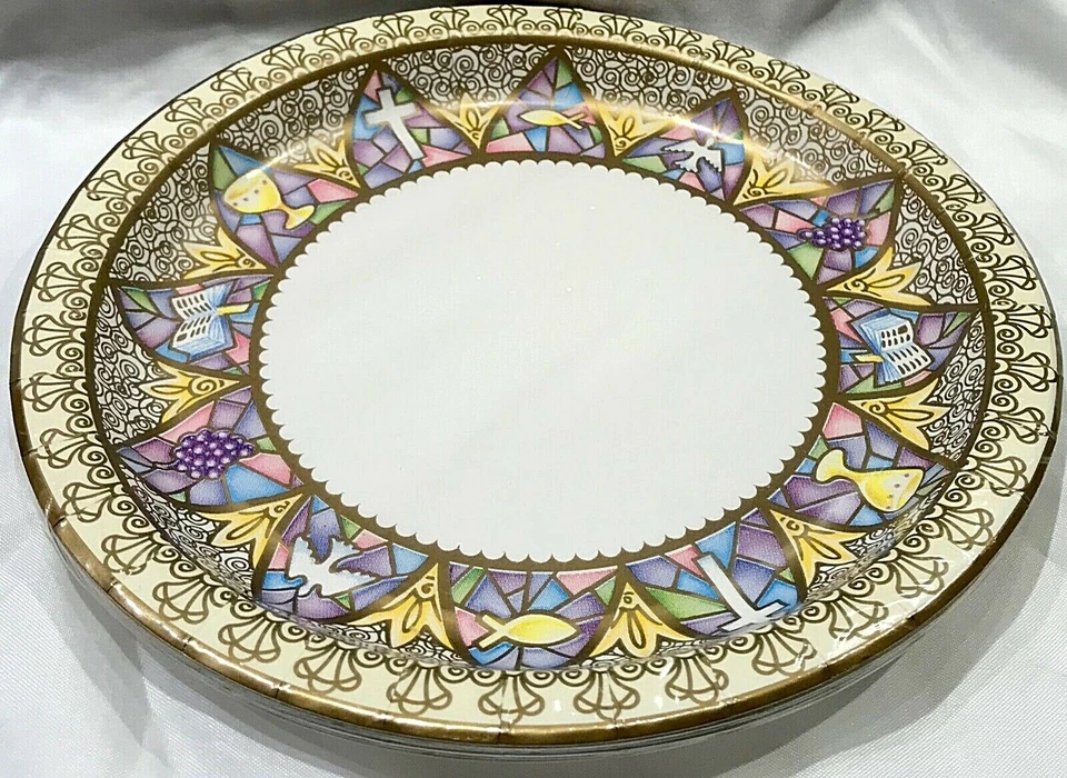 FIRST COMMUNION CONFIRMATION RCIA Salad Dessert Hot Cold Plates 8Ct Party Supply - Image 1 of 3