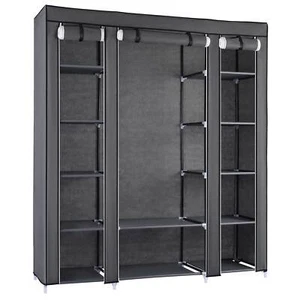 Kleiderschrank Stoffschrank Faltschrank Stoffkleiderschrank grau 150x175x45cm  - Bild 1 von 10