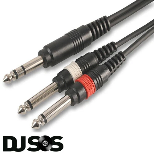 PULSE PLS00135 - 6m 6.3mm Stereo Jack to 2 x 6.3mm Mono Jack Insert Cable Lead - Image 1 of 1