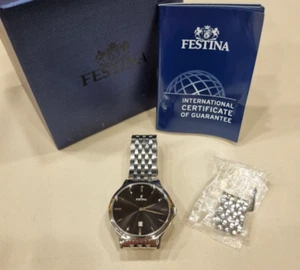 Festina Herren Uhr F16744 Edelstahl Armbanduhr Klassik Silber 40 mm - Afbeelding 1 van 5