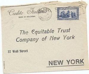 Italien 1926 Credito Italiano Bank Post Brief #182a Perf 13,5 CV 110 $ Napoli nach NY - Bild 1 von 3