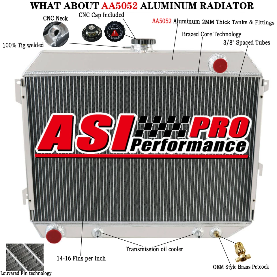 3Row Aluminum Radiator For 1970-1972 Dodge Charger Coronet Plymouth GTX V8 MC375 - Image 1 of 4