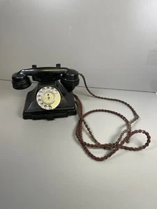 Vintage GPO 1/232L Bakelite Telephone Pyramid Rotary Dial Braided Cord - Picture 1 of 10