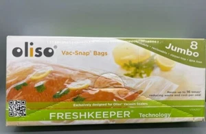 Oliso 8 Jumbo (2 Gallon) Vac-Snap Bags - Reusable Zipper-top Reclosable - Picture 1 of 8
