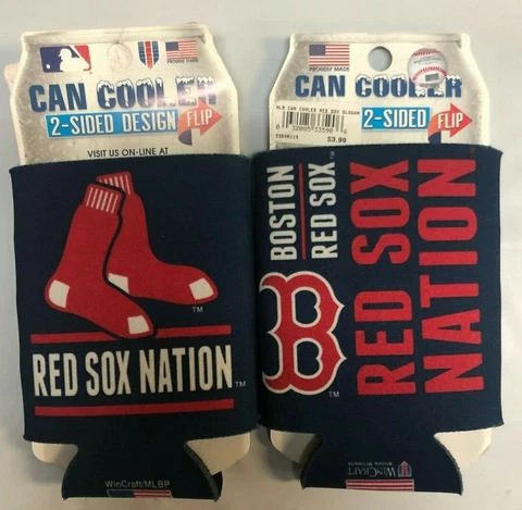 Boston Red Sox Nation MLB Collapsible Can Cooler SET OF 2 Cover
