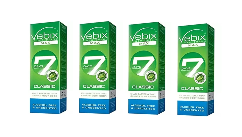 Vebix Deodorant Cream 7 Days Unisex Antiperspirant Aluminum Free  25 gm × 4 Pack - Image 1 of 1
