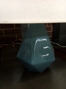 16" TABLE LAMP ONLY, NO SHADE | CADET BLUE-GREY "DIAMOND" 6-SIDED ROBERT ABBEY - Picture 1 of 2
