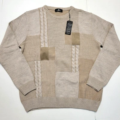 New MONTECHIARO Crew Neck Sweater Men XL X-LARGE EU 54 Beige WOOL Cotton Acrylic - Image 1 of 4