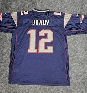 Maglia calcio REEBOK New England Patriots Tom Brady #12 vintage NFL maglia XL - Foto 1 di 12