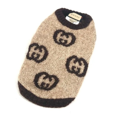 Gucci Interlocking GG Brown/Beige Dog Wear Dog Wool Sweater Size XXS Unused Q8 - Image 1 of 4