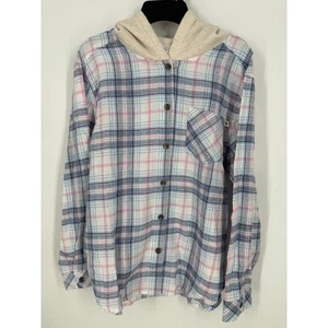 NEW Roxy Girl Lightweight Flannel Shirt Jacket Hoodie Large 14/16 - Picture 1 of 11