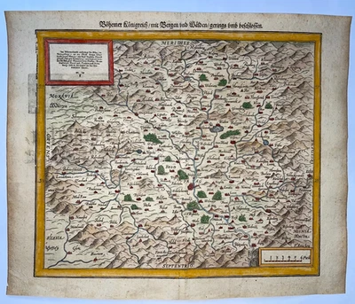 BOHEMIA 1564 SEBASTIAN MUNSTER LARGE UNUSUAL ANTIQUE MAP 16TH CENTURY - Image 1 of 4