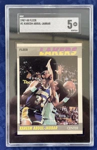 1987-88 Fleer #1 Kareem Abdul-Jabbar SGC 5 Lakers HOF - Picture 1 of 2