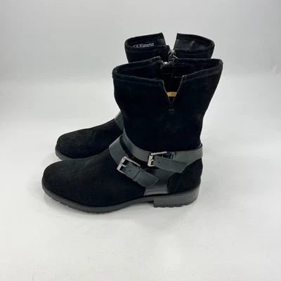Clarks Clarkwell Women Black Suede Leather Ankle Boots UK 5 Wide Fit Buckle Zip - Image 1 of 4