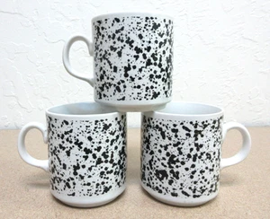 3 VTG Italian CIPA Porcellana Black & White Speckled Coffee Tea Mugs Italy 10 oz - Picture 1 of 10