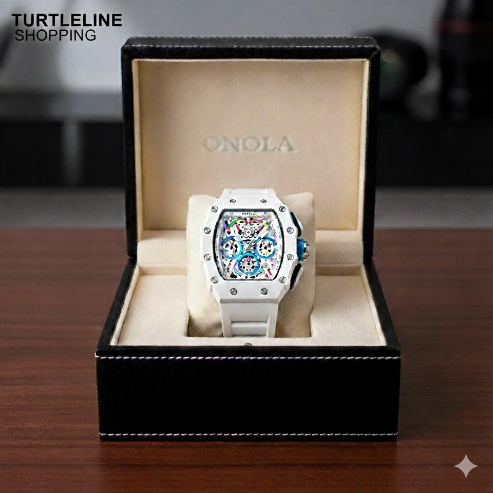 Reloj de cuarzo de lujo para hombre ONOLA - Impermeable, correa de silicona, multifuncional Foto 1 de 4