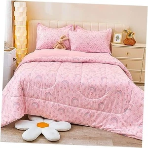 Twin Pink Rainbow Comforter Set for Girls, Kids Brushed Microfiber Twin - Picture 1 of 8