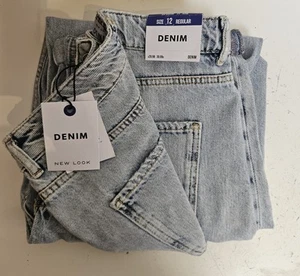 New Look Jeans helle Waschung Damen weiche Baumwolle Premium Denim Baggy W 36 L 32 #Neu mit Etikett - Bild 1 von 12