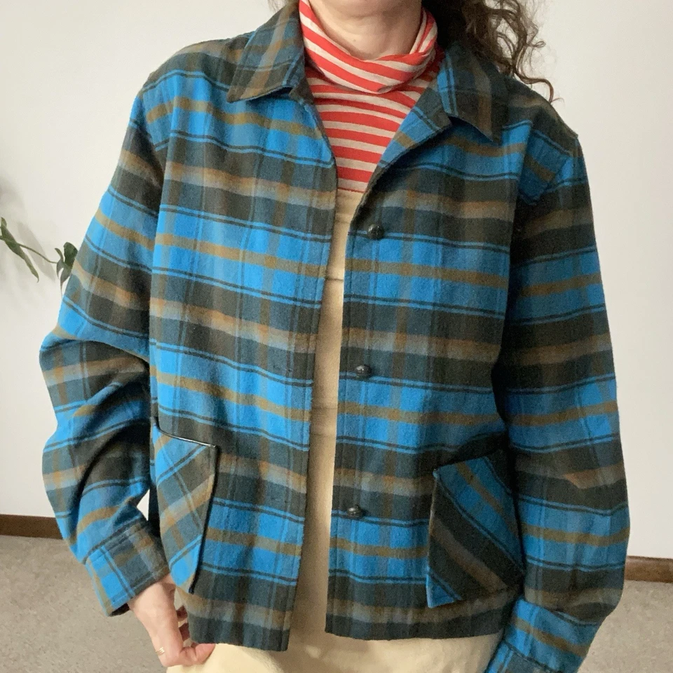 Camisa Cazadora Vintage Norton Studio Franela a Cuadros Talla 14 Grande Cabincore Acogedora Foto 1 de 4