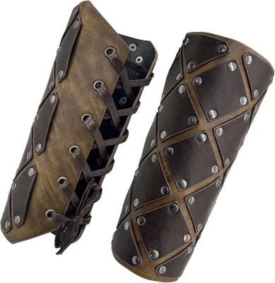 Guardabrazos Brigandine Medieval, Guantelete Mercenario Imitación Cuero, Renacimiento Vintage Foto 1 de 4