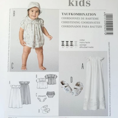 90s Burda Pattern 9497 Infant Girls Dress Shirt Bloomers Shoes 3m-2T - Image 1 of 3