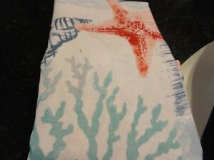 new Ocean Underwater scenes Teal blues~coral Fabric SHOWER CURTAIN sea SHELLS