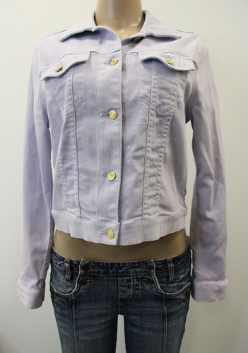 Giacca denim Michael Kors donna blu manica lunga cropped elasticizzato taglia media