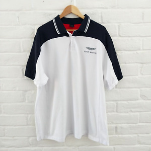 Hackett Aston Martin Racing Shirt Men 2XL White Red Blue Short Sleeve Polo Casua