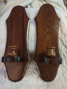 Homco Home Interior & Gifts Wood Dark Country Style Sconce Votive Set of two - Picture 1 of 2