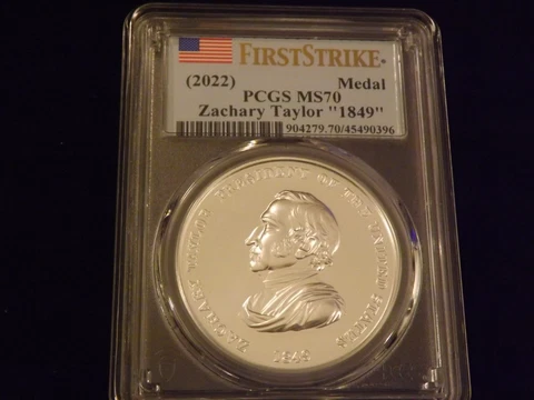 2022   Zachary Taylor  MEDAL  First Strike      PCGS  MS 70 Cover