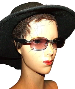 Vintage retro JiMMY CRYSTAL NY Italy design rimless rectangle sunglasses GL717 - Picture 1 of 12