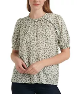 Top con volantes impreso LUCKY BRAND talla pequeña oliva, blanco al por menor $69.50 - Imagen 1 de 1